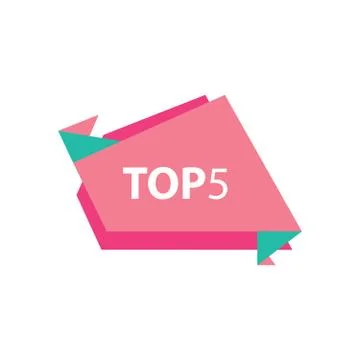 Top5 Text in Label pink and green Stock Illustration
