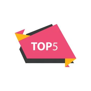 Top5 Text in Label pink, yellow, black Stock Illustration