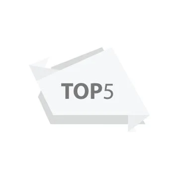 Top5 Text in Label White color Stock Illustration