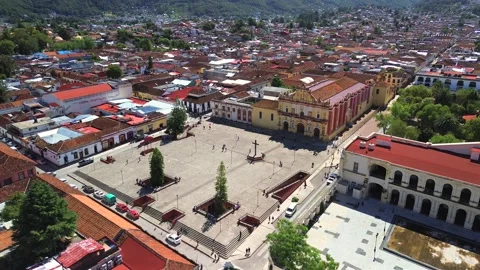 Topdown Aerial of San Cristobal Main Square Geometry Stock Footage 323246710