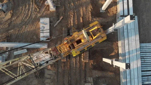 Topdown aerial shot of construction site building new factory development Stock Footage 163225700
