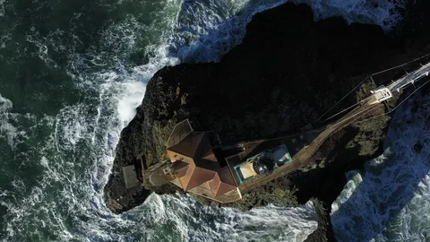 Topdown Aerial View of Waves Crashing on Northern California Coastline Stock Footage 125770233