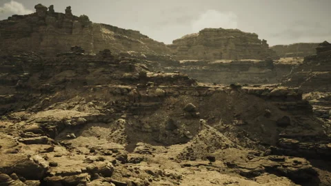 Topdown imagery of eroded land formations with dramatic lighting Stock Footage 335594185