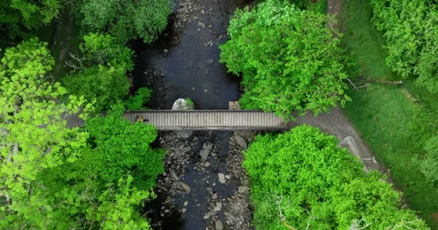 Topdown river crossing Stock Footage 337244296