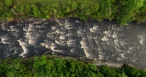 Topdown shot of a choppy river Stock Footage 321719148