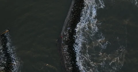 Topdown shot of a small harbour Stock Footage 248272359