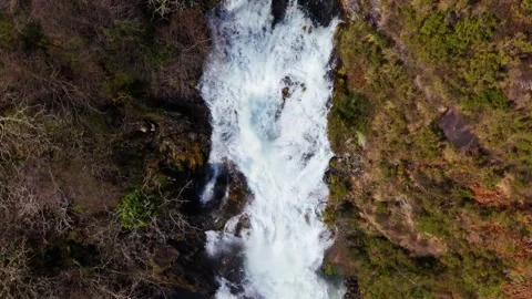 Topdown View Of Cascada del río Xestosa In Ourol, Galicia, Spain. Aerial Shot 库存影片 331204872