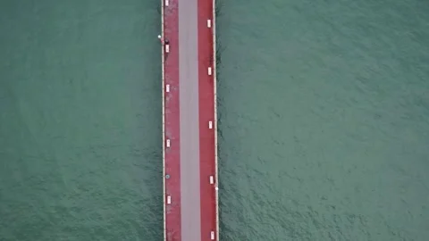 Topdown view of Clear Waters with Bedok Jetty Stock Footage 275892946
