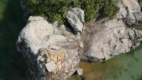 Topdown View Of Massive Rock Cliffs On The Coast. Aerial Shot Stock Footage 248962274