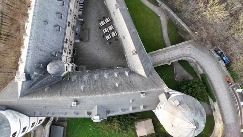 Topdown view of roofs courtyard and fortifications Stock Footage 331208898