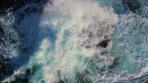 Topdown View Of White Foamy Waves Breaking On The Outcrop Stock Footage 289218357
