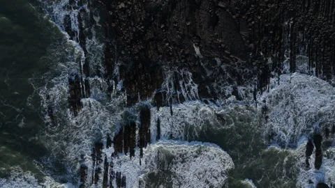 Topdown of waves and rocks - aerial/drone shot - Hartland, Devon Stock Footage 270183757