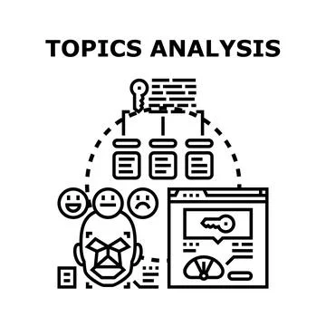 Topic analysis concept illustrating data processing and sentiment Stock Illustration