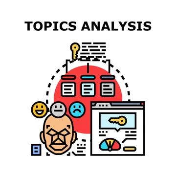 Topic analysis concept illustrating data processing and sentiment Stock Illustration