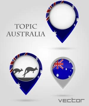 Topic australia map marker Stock Illustration