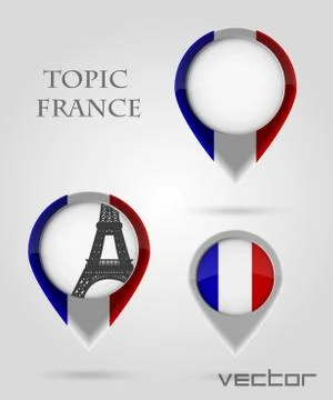 Topic france map marker Stock Illustration