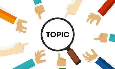 Topic news message issue text in focus magnifier Stock Illustration