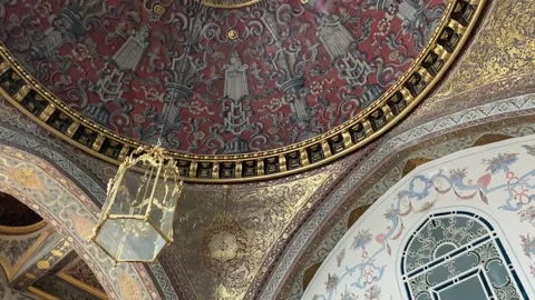 Topkapi Palace interior. Decoration inside the Topkapi Palace building. Palace Stock Footage 204854082