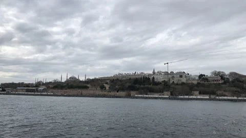 Topkapi palace, view from the sea in istanbul, 4k Stock Footage 228210752