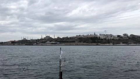 Topkapi palace, view from the sea in istanbul Stock Footage 228211615