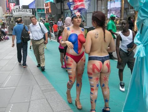 Topless workers Foto stock