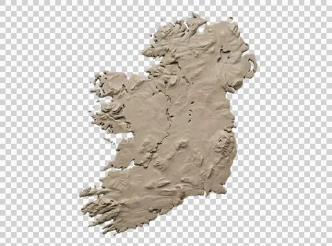 Topographic 3d clay relief model of Ireland showing varied island land elev.. Stock-Fotos