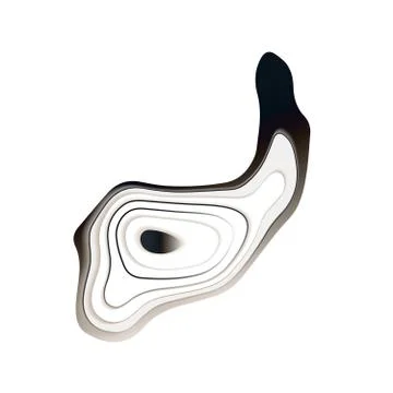 Topographic 3D map black and white logo Stock Illustration