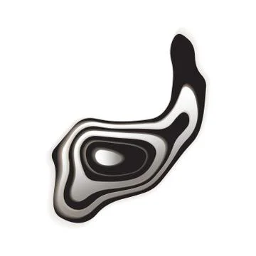 Topographic 3D map black and white logo Stock Illustration