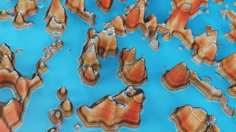 Topographic 3D map of dangerous mountain terrain. Contour lines on a topographic Stock Illustration