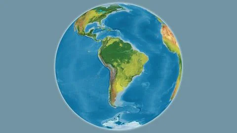 Topographic globe map centered on Bolivia Illustrazione stock