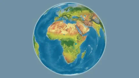 Topographic globe map centered on Central African Republic 스톡 일러스트