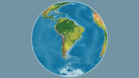 Topographic globe map centered on Paraguay Illustrazione stock