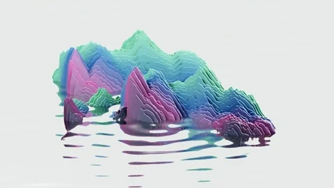 Topographic landscape of gradient contours in motion, seamless loop Stock Footage 347810036