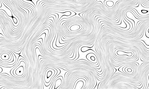 Topographic line contour map background, abstract curved fractal lines as Stock Illustration