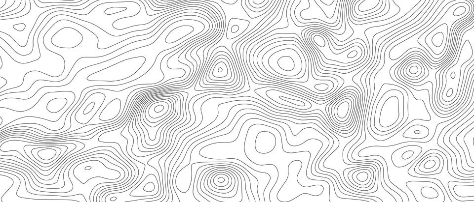 Topographic line map pattern. Black Contour and textured Background of Stock Illustration