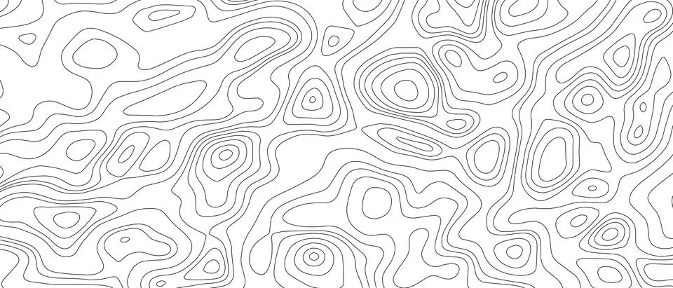 Topographic line map pattern. Black Contour relief and textured Background of Stock Illustration