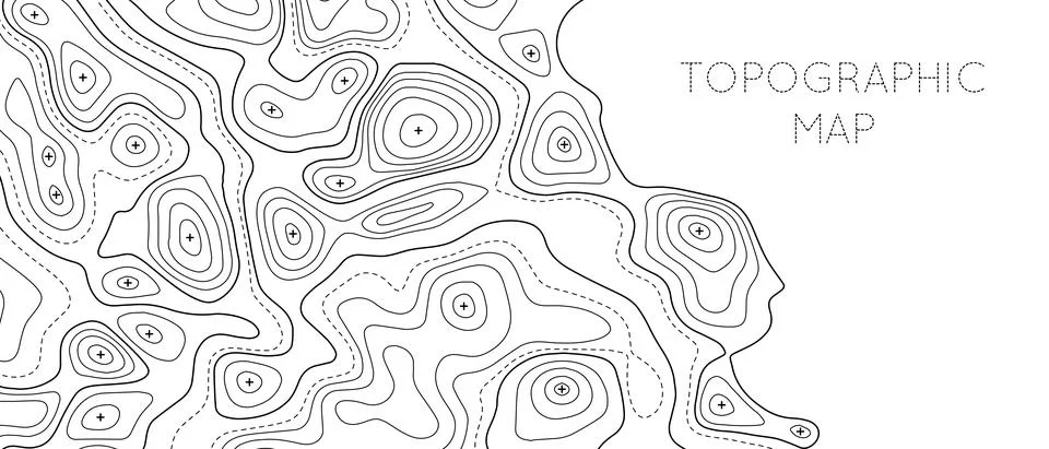 Topographic line map pattern. Contour elevation topographic and textured Stock Illustration