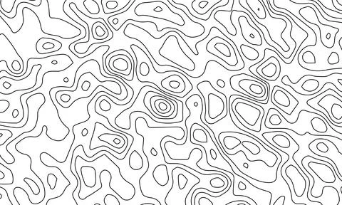 Topographic line map patterns. Black Contour and textured Background of Stock Illustration