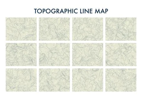 Topographic line map showing elevation contours and terrain Stock Illustration