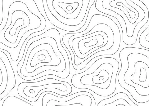 Topographic line pattern, map landscape background outline above view. Vector Illustrazione stock