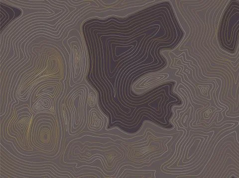 Topographic map abstract background with gold lines on brown background. Stock Illustration