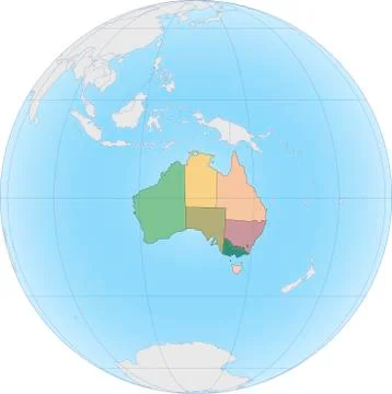 Topographic map of Australia on the Globe Stock Illustration