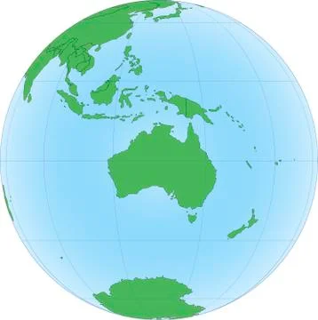 Topographic map of Australia on the Globe Stock Illustration