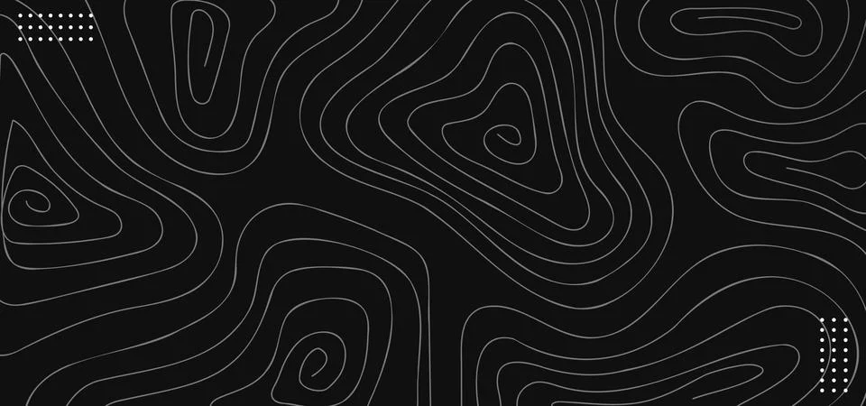 Topographic Map Background Concept on Black Background - Abstract Contour V.. Stock Illustration