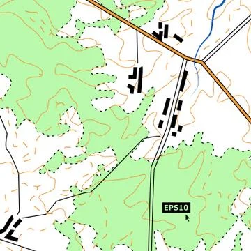 Topographic Map Background Concept With Roads, Forests, Settlements, Relief Stock Illustration