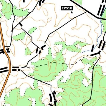 Topographic Map Background Concept With Roads, Forests, Settlements, Relief Stock Illustration