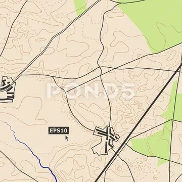 Topographic Map Background Concept With Roads, Forests, Settlements, Relief Stock Illustration