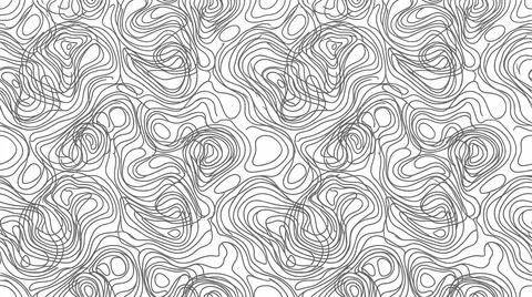 Topographic map black and white seamless contours lines pattern. Stock Illustration