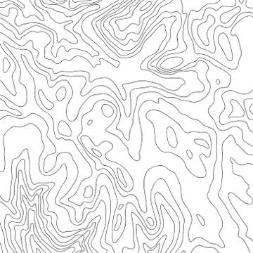 Topographic map, black line on white, vector Stock Illustration