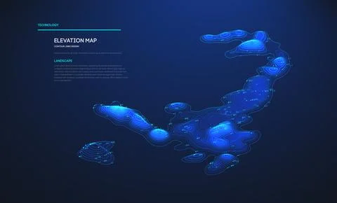 Topographic map blue technology background. Big data elevation map with contour 스톡 일러스트